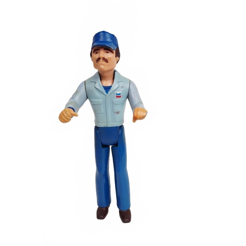 Vintage Chevron Gas Station Attendant Action Figure 1980s Collectible Toy